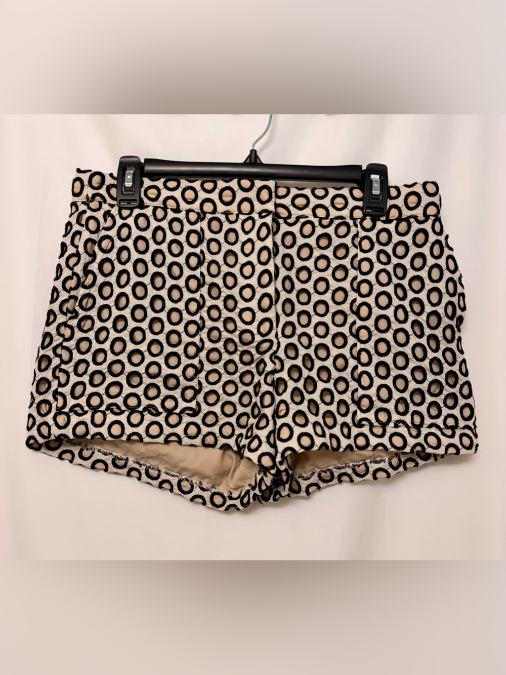 J.Crew Eyelet Embroidered Shorts Size 6 Black Cream High Rise